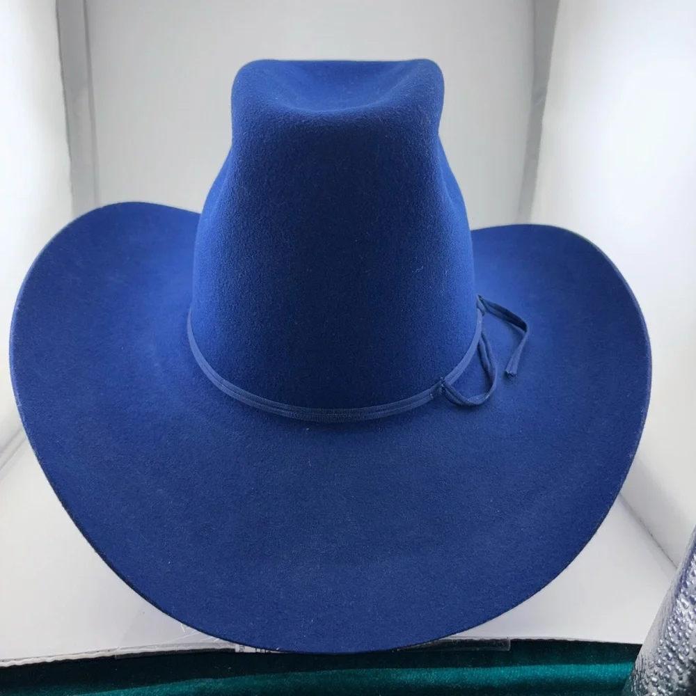 Vintage American Hat Makers Blue Cattleman Cowboy Hat Felt Size 6 7/8 - Picture 14 of 15